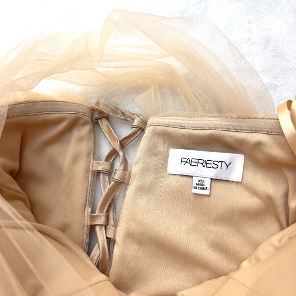 NWOT Faeriesty Sequin Top Strapless Champagne Gown Dress - Picture 4 of 11